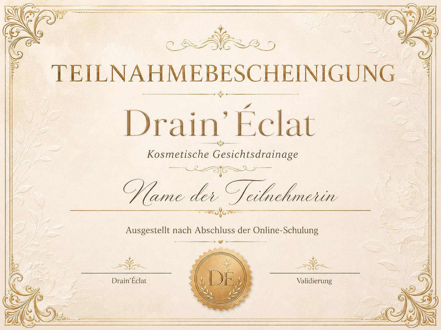 Drain'Éclat™ Teilnahmezertifikat
